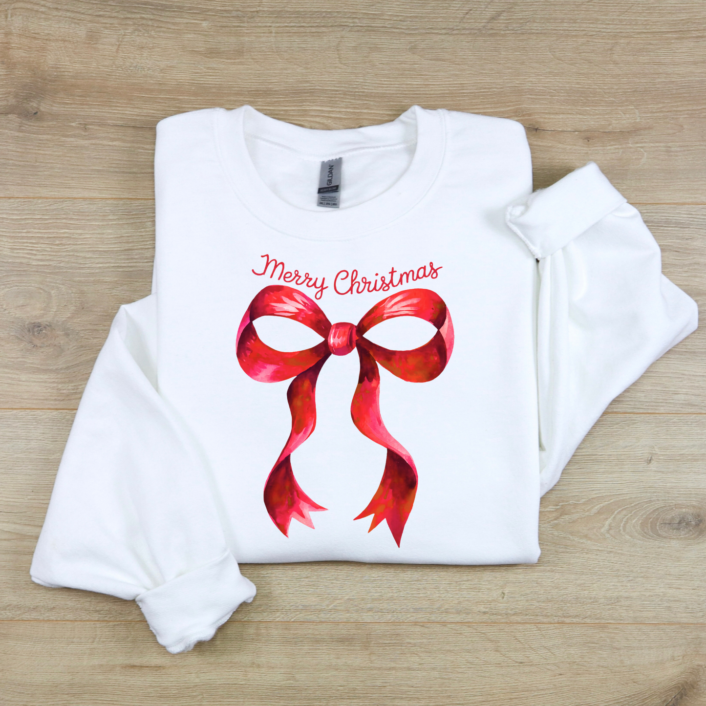 Merry Christmas Red Coquette Bow Sweatshirt
