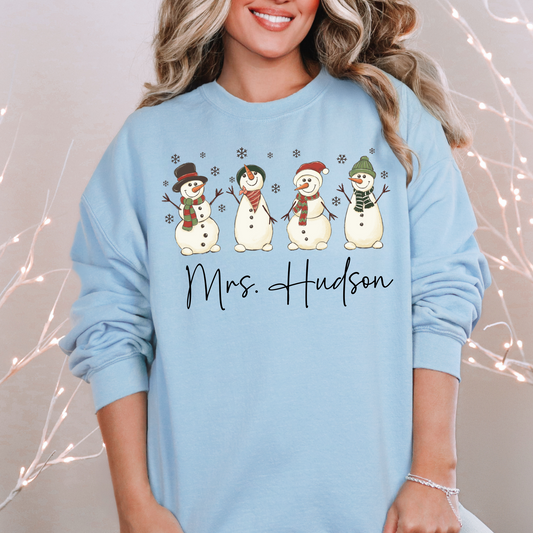 Personalized & Custom Teacher/School Snowman Christmas Sweatshirt