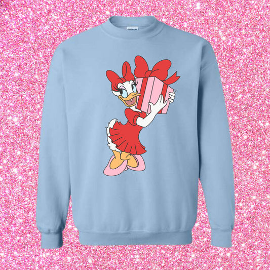 Girl Duck Christmas Crewneck Sweatshirt