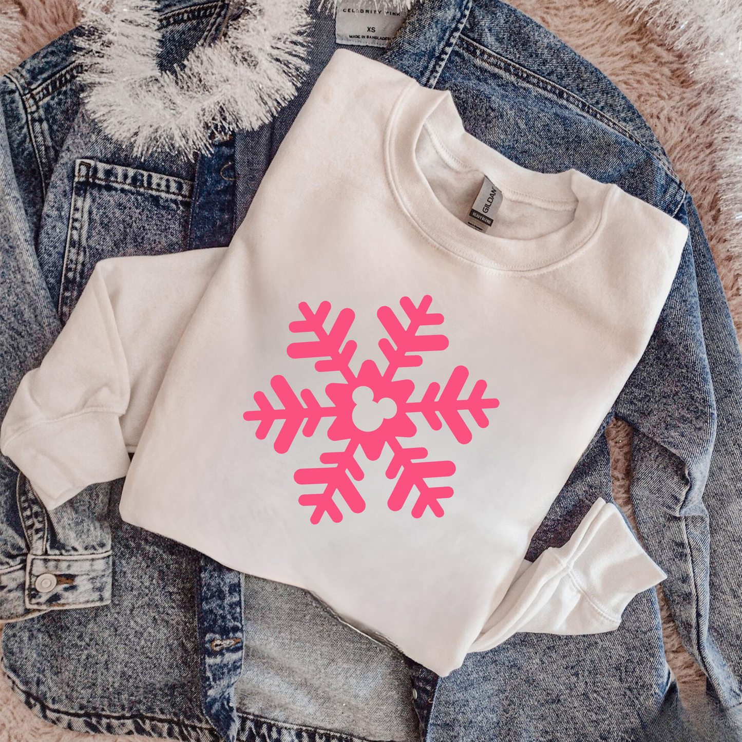 Mouse Pink Snowflake Sweatshirt