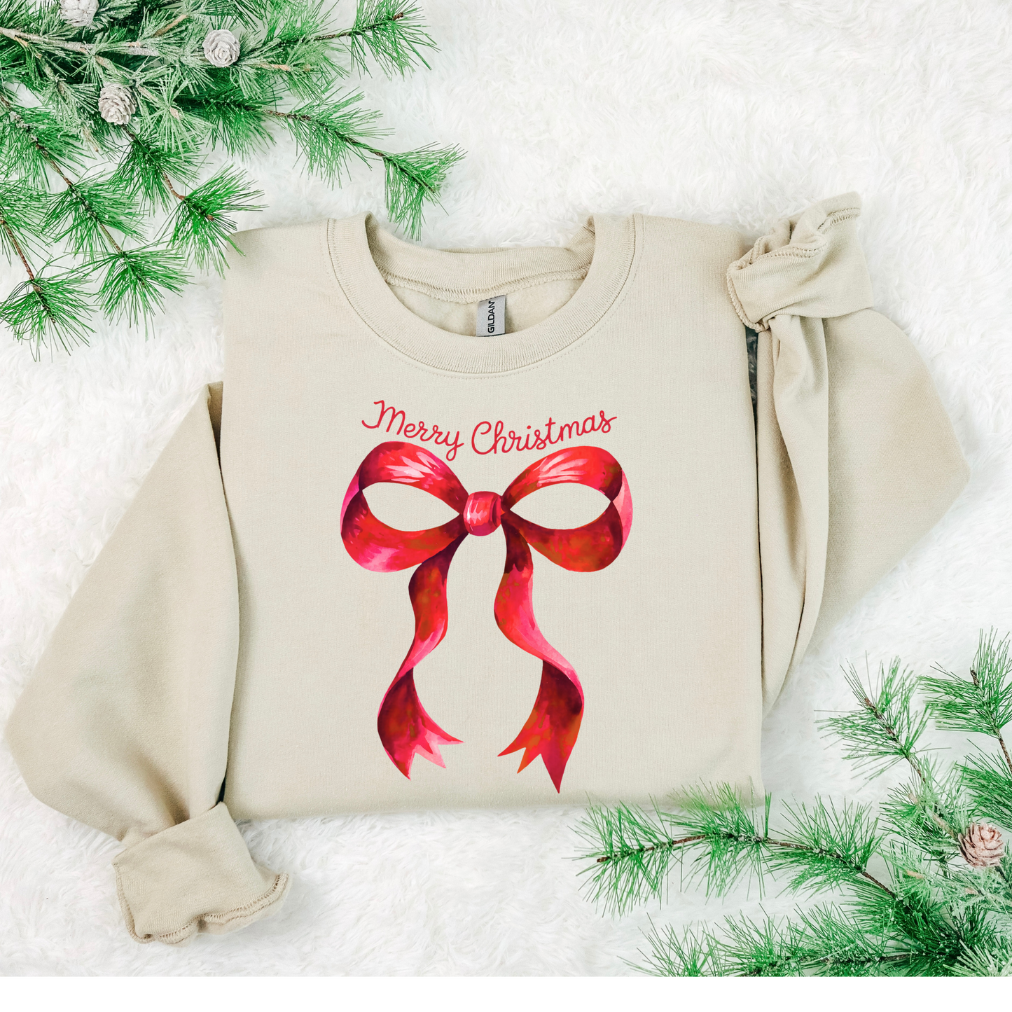 Merry Christmas Red Coquette Bow Sweatshirt