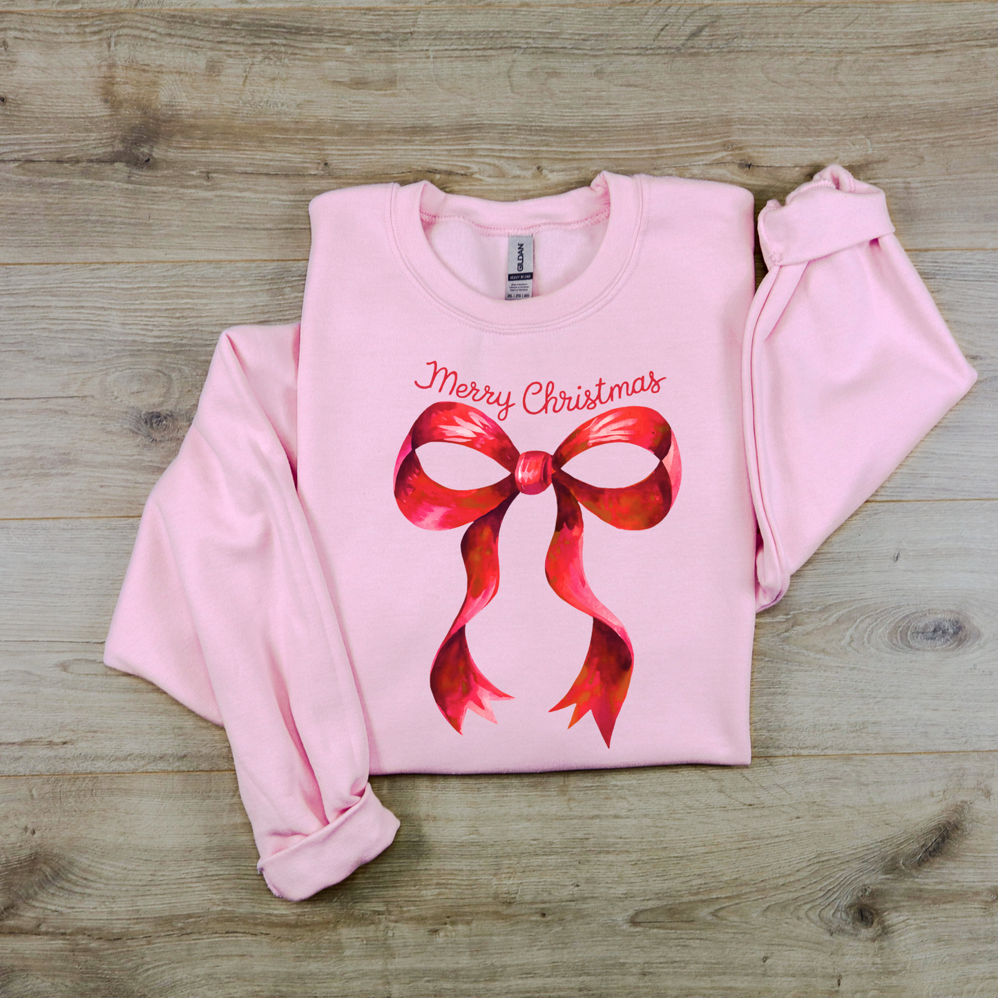 Merry Christmas Red Coquette Bow Sweatshirt