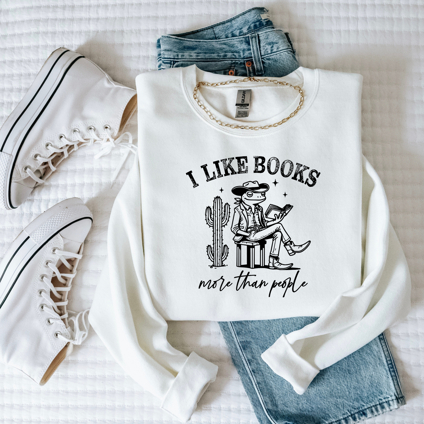 I Like Books More Than People | Book Lover Crewneck Sweatshirt