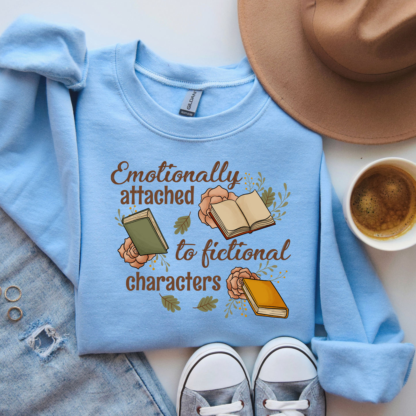 Attached to Fictional Characters | Book Lover Crewneck Sweatshirt