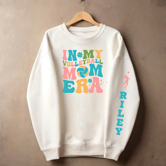 In My Volleyball Mom Era Sweatshirt with Personalized Sleeve