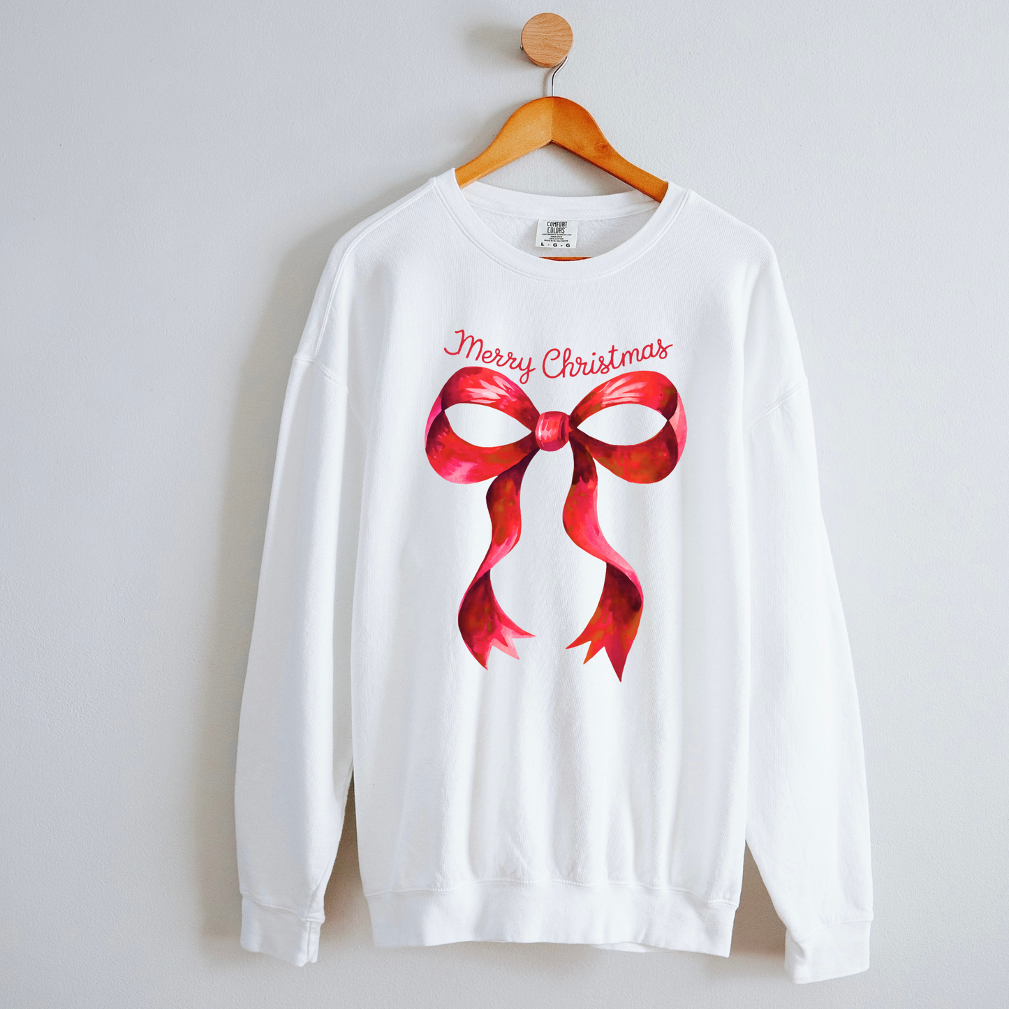 Merry Christmas Red Coquette Bow Sweatshirt