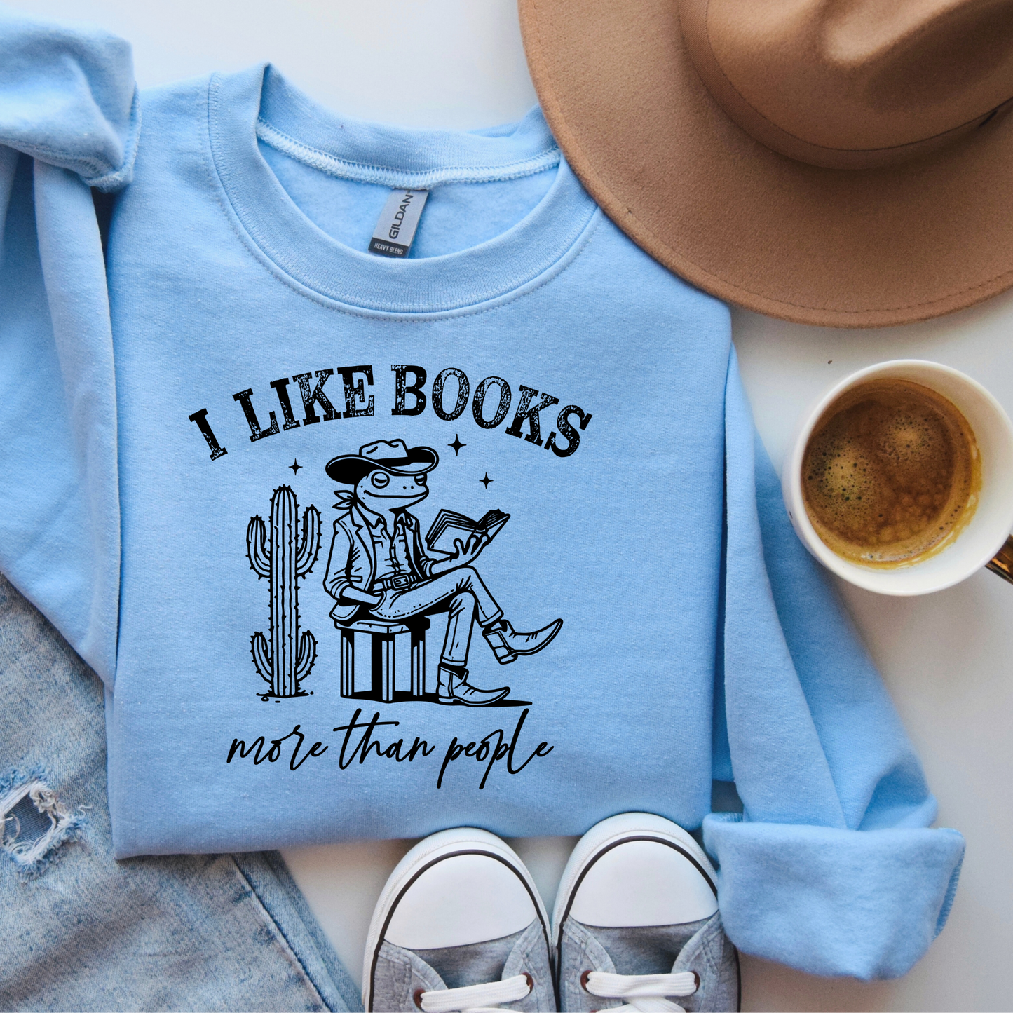 I Like Books More Than People | Book Lover Crewneck Sweatshirt