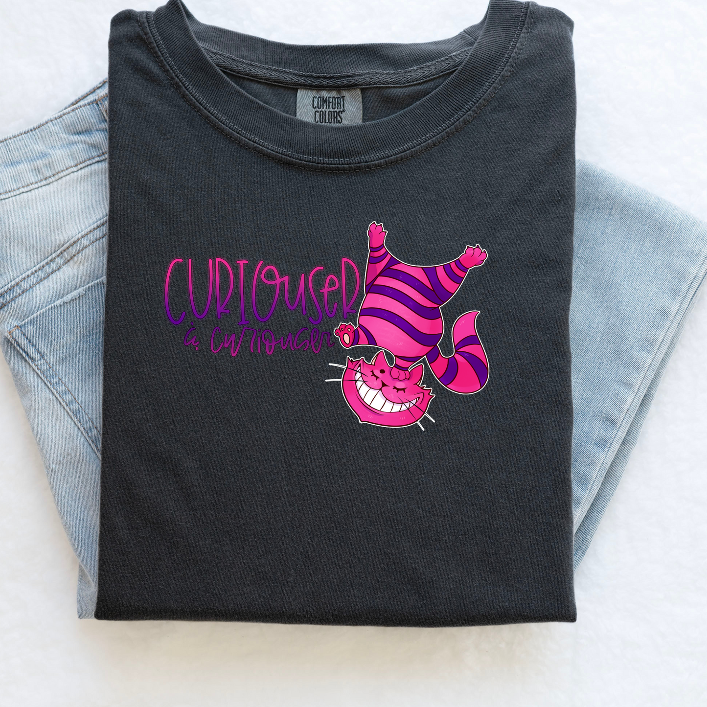 Pink and Purple Cat Shirt | Curious Cat Shirt